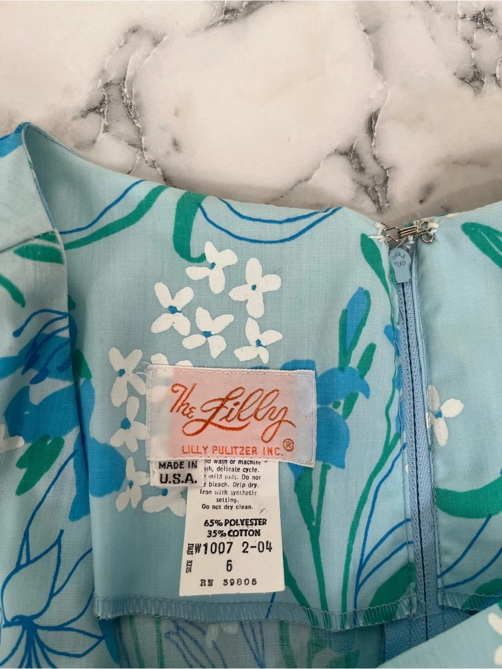 Vintage Lilly Pulitzer 80’s cotton midi dress light blue floral basket weave hem - Picture 13 of 16